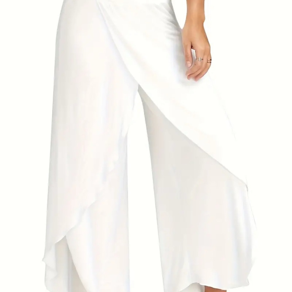 Elegant White Women's Wide-Leg Pants